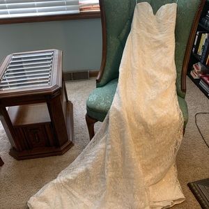 Davids bridal mermaid strapless lace dress